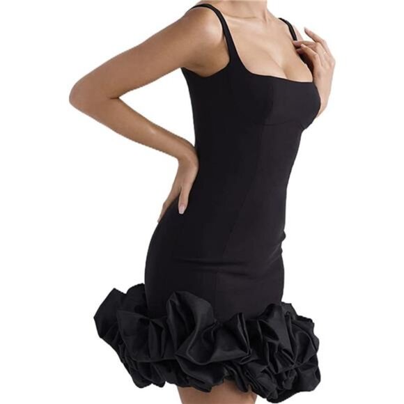 Ruched Square Neck Sleeve Mini Dress - Picture 11 of 13